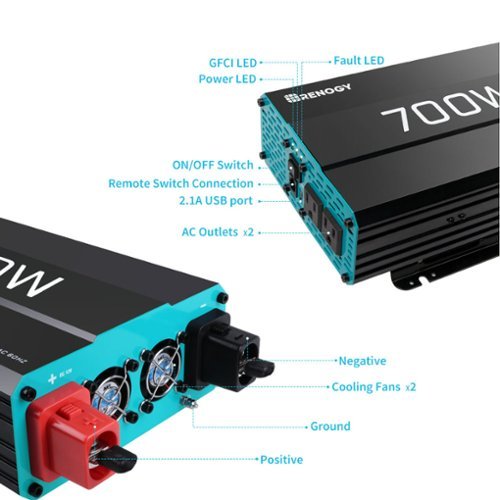 Renogy 700W 12V Pure Sine Wave Inverter - Black BUY IN MIDDLE EAST