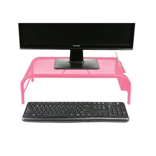Mind Reader - Mesh Monitor Stand - Pink-Front_Standard 