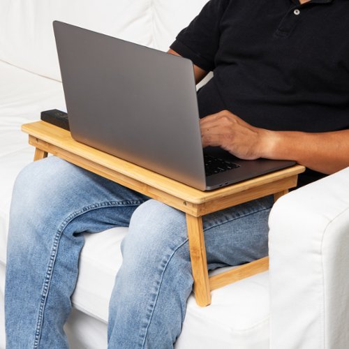 Mind Reader Lap Desk Laptop Stand, Bed Tray, Dorm Room, Folding Legs, Rayon From Bamboo - Brown SHOP ONLINE