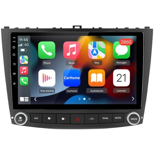 Junsun - For Lexus IS250 XE20 2005-2013 10" 4+64GB Android 15 8 Core carplay Car Stereo Radio GPS Navi BT WIFI RDS SWC FM - Black-Front_Standard 
