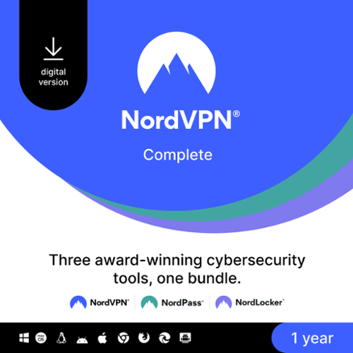 NordVPN - Complete Cybersecurity Package (10 Devices) (1-Year) [Digital] - Android, Chrome, Linux, Mac OS, Windows [Digital]