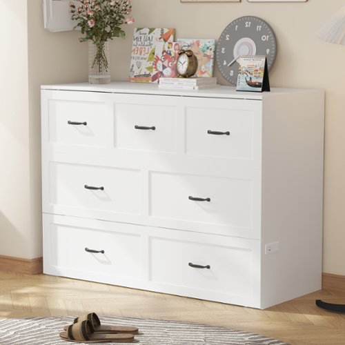 FUFU&GAGA - Queen - Size Murphy Bed  With Electrical Socket  and Space - Saving for Small Apartments - White-Front_Standard 