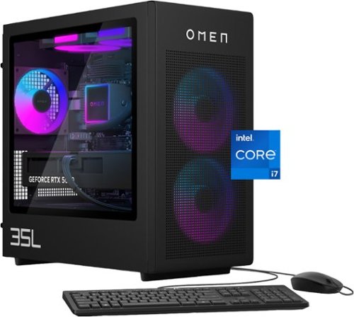 HP OMEN - 35L Gaming Desktop - Intel Core i7-14700F 2024 - 32GB Memory - NVIDIA GeForce RTX 5080 - 1TB SSD - Shadow Black-Front_Standard 