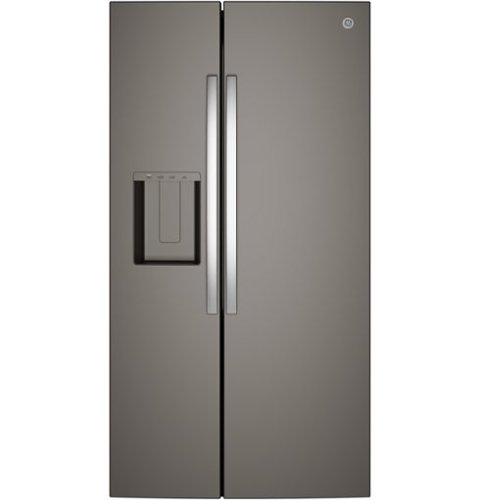 GE - 36 in. Wide 23.6 Cu. Ft. Counter-Depth Side-By-Side Refrigerator with Extra Tall Dispenser and In-Door Icemaker - Slate