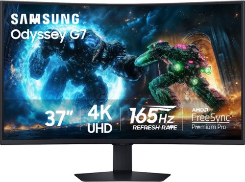  Samsung - 37&quot; Odyssey G75F 4K 165Hz 1ms AMD FreeSync Prem Pro Curved Gaming Monitor with HDR 600 (DisplayPort, HDMI) - Black