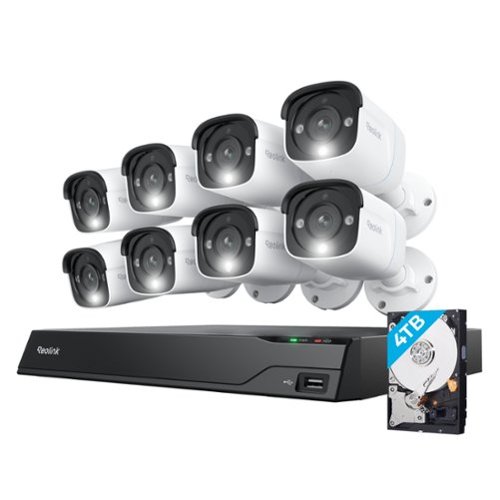 Reolink - 16-Channel, 8 - Bullet Camera Indoor/Outdoor 4K 8MP PoE 4TB Smart NVR Security Surveillance System - White
