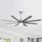 Breezary - 72" Large Indoor Ceiling Fan with Remote, 8 ABS Blades, 6-Speed DC Motor, Timer, 7''/12''Downrods, Light/No Light Option - Satin Nickel and Black(With Light)-Front_Standard