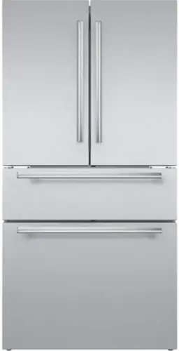 Front. Thermador - Freedom Collection 20.4 Cu. Ft. 4-Door Bottom Freezer French Door Smart Refrigerator with Masterpiece Handles - Stainless Steel.