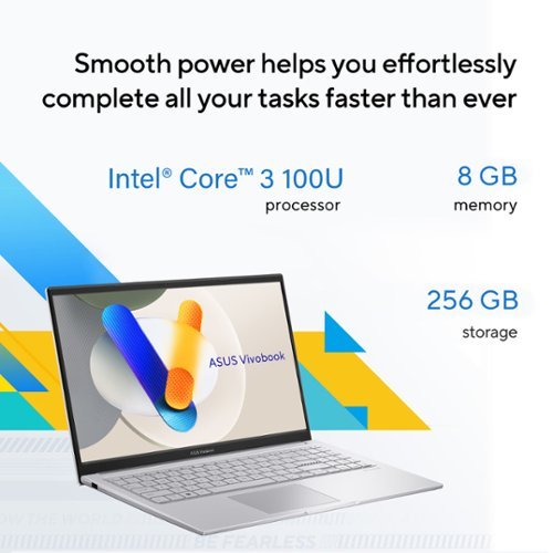 ASUS Vivobook 15 15.6 FHD Laptop - Intel Core 3 100U - 8GB Memory - 128GB SSD - Cool Silver WORLDWIDE DELIVERY