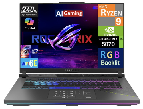 ASUS - ROG Strix G16 Laptop 16.0 WQXGA Display (AMD Ryzen 9 9955HX, 64GB DDR5, 2TB PCIe SSD, Win 11 Pro) - Eclipse Gray-Front_Standard 