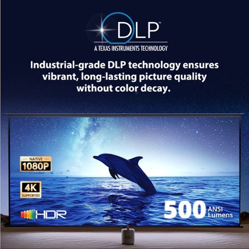 ETOE Dolphin DLP Projector, 1080P 500 ANSI Lumens, Google TV with Licensed Netflix, Dolby Atmos - Black BUY IN UAE