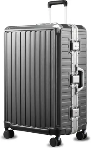 Front. LUGGEX - LUGGEX 28 Inch Aluminum Frame Zipperless Polycarbonate Spinner Hard Shell Suitcase - ZX-Core - Black.