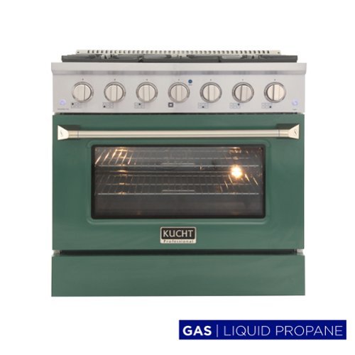 Kucht - 36 in. 5.2 cu. ft. Propane Gas Range with Sealed Burners and Convection Oven in Green - Green-Front_Standard 