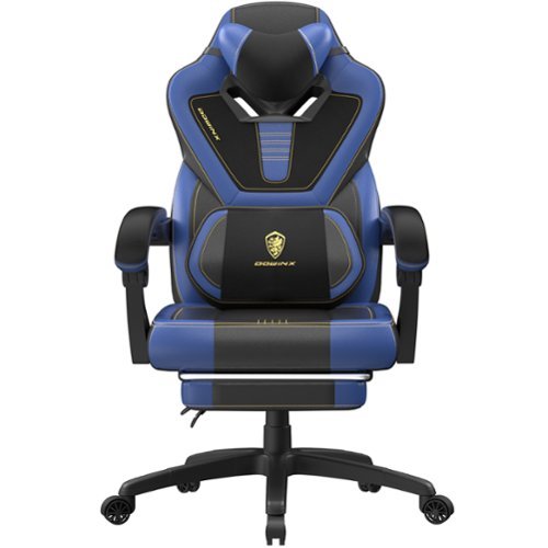 Dowinx - Gaming Chair Ergonomic with Adjustable Massage Lumbar Support, Reclining Office Chair with Footrest for Adults - Blue-Front_Standard 