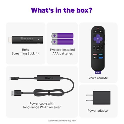 Roku Streaming Stick 4K - HDR & Dolby Vision Streaming Device for TV with Voice Remote & Long-Range Wi-Fi - Black BUY IN UAE