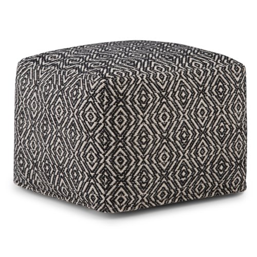 Simpli Home - Graham Square Pouf - Patterned Black, Natural-Front_Standard 