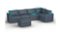 Lovesac - 6 Seats + 8 Sides Vintage Blue Rained Chenille & Lovesoft with 8 Speaker Immersive Sound + Charge System - Vintage Blue-Front_Standard