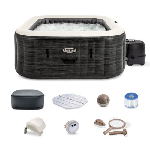 Intex - PureSpa Plus Inflatable Square Hot Tub Spa with Maintenance Accessory Kit - Gray-Front_Standard 