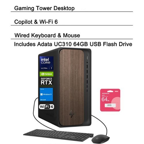 HP - OmniDesk Desktop - Intel Core Ultra 7 265 - 32GB RAM, 2TB SSD - NVIDIA GeForce RTX 5060 - For AI Gaming & Performance - Black-Front_Standard 