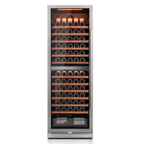 Front. Ca'Lefort - 24inch 155-Bottle Dual Zone Wine Cooler Refrigerator Freestanding/Built-In ，3-Color LED Lighting，for Home, Bar & Office - stainless steel.
