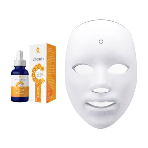 Pursonic - LED Skincare Bundle – 7-in-1 LED Light Therapy Face Mask + Vitamin C Serum (3 oz) - Multicolor-Front_Standard 