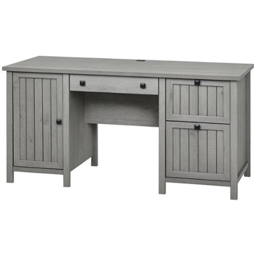 Homcom - ​​Vintage Executive Computer Desk, Home Office Workstation with Cabinet & 3 Drawers​​ - Gray-Front_Standard 