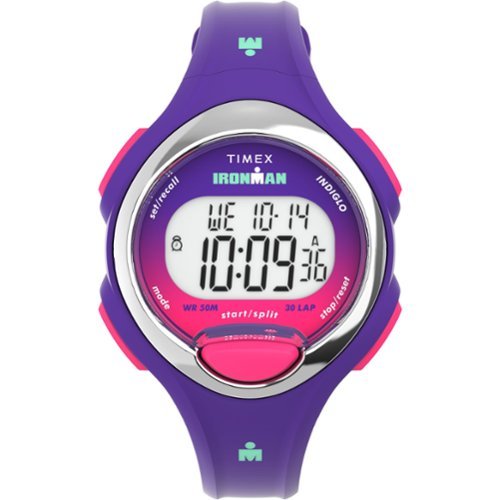 Timex - Women's Ironman Essential 30 34mm Watch - Purple Strap Digital Dial Purple Case - Purple