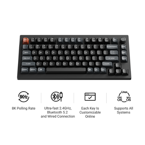 Keychron V1 Ultra 8k 75% Custom Red Switch Mechanical Gaming