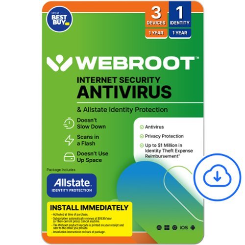 Webroot - Internet Security & Allstate Identity Protection (3 Devices/1 Identity) (1-Year Subscription – Auto Renewal) - Android, Apple iOS, Chrome, Mac OS, Windows [Digital]