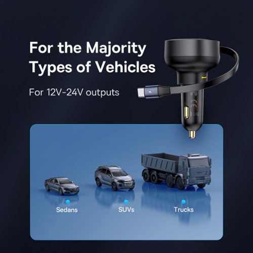 Baseus  Enjoyment Pro Car Charger C+Retractable Type-C Cable 60W Cluster Black - Black SHOP ONLINE