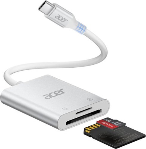 Acer - SD Card Reader USB C, Dual Slots Type C to Memory Card Reader, Aluminum Micro SD Card Camera Adapter - SLIVER-Front_Standard 