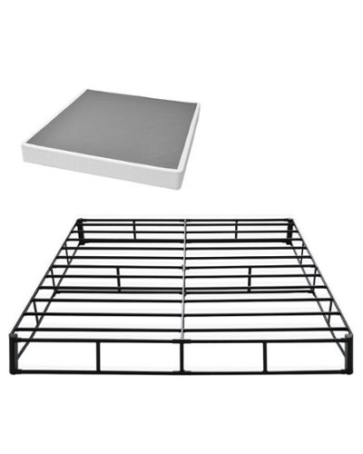 VEVOR - Box Spring, King Size Bed Frame with Washable Fabric Cloth, Heavy Duty Metal Frame for King Bed, 9in Mattress Foundation - Gray;White-Front_Standard 
