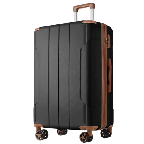 Front. BreeBe - Hardshell Luggage, Lightweight Durable ABS Suitcases with Double Wheels, Expandable 28-inch Checked Luggage 28 - Black Brown.