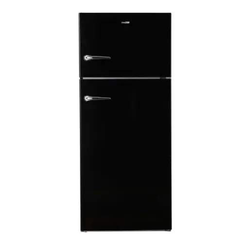 Front. Conserv - Conserv 30 inch Retro 18 cu. ft. Top Freezer Apartment Refrigerator with Ice Maker  110V Counter Depth - Black.