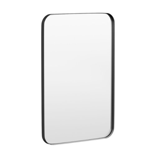 LOVMOR - 24 in. W x 36 in. H Tempered Glass Rounded Rectangle Framed Wall-Mounted Bathroom Vanity Mirror in Black - Black