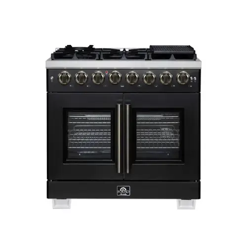 Front. Forno Appliances - Capriasca 5.36 Cu. Ft. Dual Fuel Range with French Door Design - Black.
