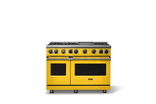 Front. Viking - 48"W. 7.3 Cu. Ft. Freestanding Sealed 6 Burner LP Gas Range/Griddle  - Daffodil - Daffodil.