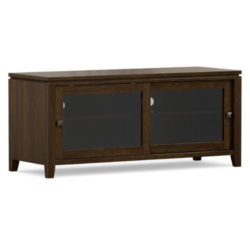 Simpli Home - Cosmopolitan 48W Low TV Stand with Sliding Glass Doors - Mahogany Brown-Front_Standard 