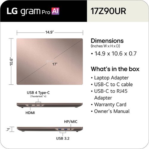 LG gram Pro Max 17 144Hz Touch-Screen Gaming Laptop WQXGA Intel Core Ultra 9 Processor 386H with 32GB RAM - 1TB SSD - Brushed Bronze BUY IN CANADA
