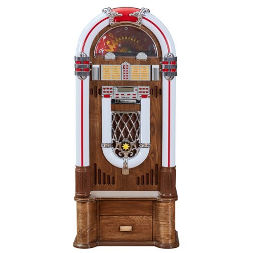 Arkrocket - SATURN V Full Size Bluetooth Vinyl Record Jukebox with Stand - Dark Oak-Front_Standard 