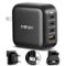 MINIX - 100W Turbo 4-Ports GaN Foldable Wall Charger with 3-USB-C(Max 100W/20W), 1-USB-A(Max 18W), US/EU/UK Plugs for Travel - Black-Front_Standard