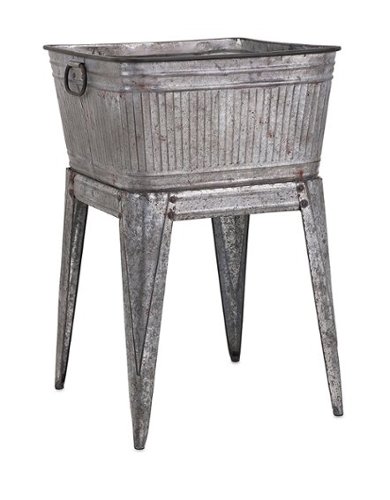 Manhattan Lane - Multi Functional Galvanized Metal Tub on Stand - Gray-Front_Standard 