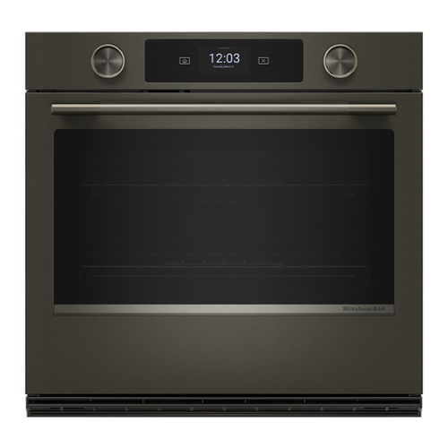 KitchenAid - 30" Smart Built-In Single Wall Oven with Assisted Cook Cycles - Black Ore-Front_Standard 