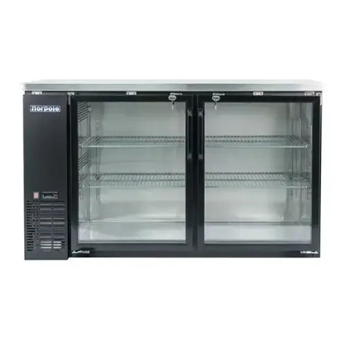 Front. Magic Chef - Commercial 16 cu. ft. 2-Glass Door Under Bar Refrigerator in Black - Black.