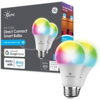 GE - Cync Smart Direct Connect Light Bulbs (2 A19 LED Color Changing Light Bulbs), 60W Replacement - Full Color