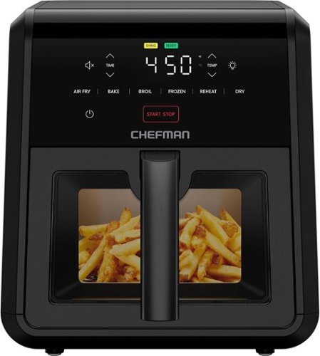 Chefman - TurboFry 6-in-1 Air Fryer, Powerful DC Motor Heats to 450°F, 7-Quart Nonstick Basket - Black-Front_Standard 