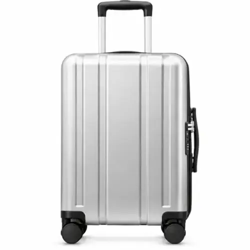 Front. LUGGEX - LUGGEX 20 Inch Carry On Luggage Airline Approved, 100% PC Hardside Travel Suitcase L2 with Spinner Wheels - EX-Core - Silver.