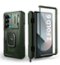 Dexnor - Bumper Case for Samsung Galaxy Z Fold 6 with S Pen Holder, Camera Cover, Hinge Protection, Screen Protector - Army Green-Front_Standard