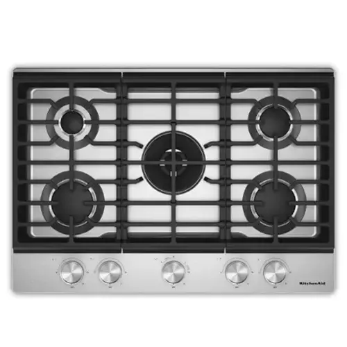 Front. KitchenAid - KitchenAid - KitchenAid 30 in. Gas Cooktop with 5 Burners and Integrated Wok Grate - Stainless Steel.