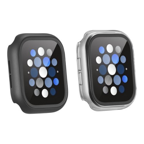 Insignia™ - Bumper with Glass Screen Protector for Apple Watch 46mm - Black and Clear - image 2